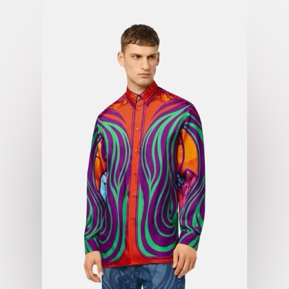 Versace Other - Versace Medusa Music Long Sleeve Button-Up Silk Shirt